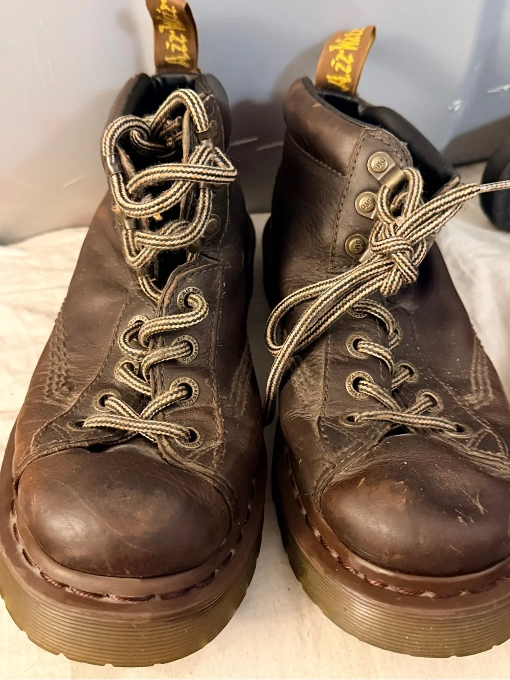 Dr. Martens Men’s Brown Leather Chukka Boots with Striped Laces